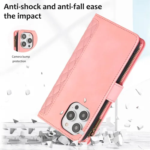 Vista 7 de Asuwish Funda de teléfono para iPhone 12 Pro Max 6.7 con protector de pantalla de vidrio templado y correa de muñeca con cremallera para tarjetero