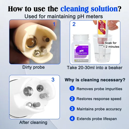 Vista 6 de pH Buffer Calibration Solution 4.00/6.86/9.18 pH Calibration Kit with Cleaning Solution Small Portable Packaging Pre-Mixed Standard Liquid for pH