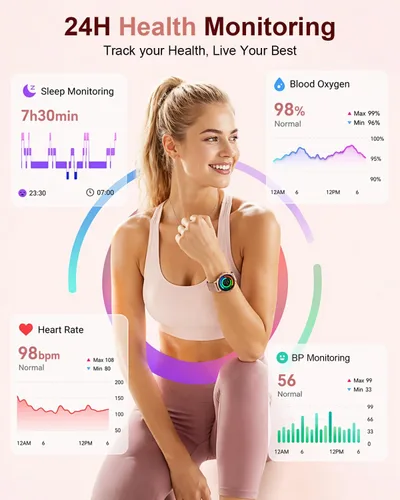 Vista 4 de Smart Watches for Women,1.32'' AMOLED Ultra-Thin Smart Watch with Bluetooth Make/Answer Call,Heart Rate/SpO2/Sleep Tracker,120+ Sport Modes IP68