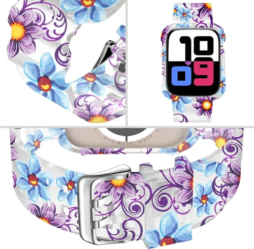 Vista 74 de DABAOZA - Correa transparente compatible con Apple Watch con estuche protector, correa deportiva de TPU con brillo para mujeres y hombres