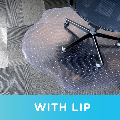 Vista 4 de Evolve Alfombra transparente para silla de oficina de 39 x 52 pulgadas con borde para alfombra de pelo bajo, fabricado en los Estados Unidos por