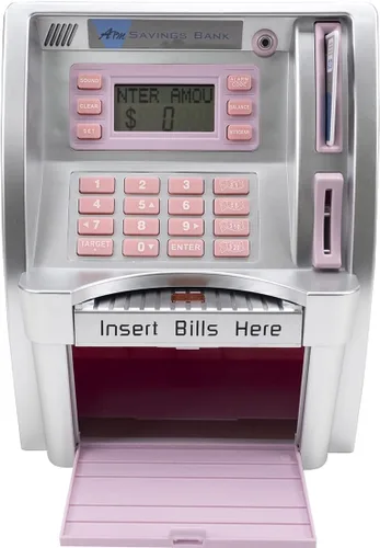 Vista 7 de LB Máquina de ahorro de cajeros automáticos mejorada 2025 para niños y adultos con tarjeta, cajero automático alcancía para dinero real