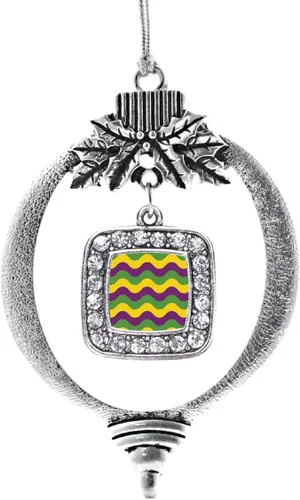 Vista 286 de Inspired Silver - Nana púrpura - Adorno de Navidad plateado - Adorno cuadrado para árbol de Navidad con circonita cúbica - Decoración colgante