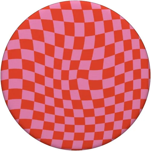 Vista 3 de PopSockets - Tablero de ajedrez clásico a cuadros ondulado, color rosa y rojo