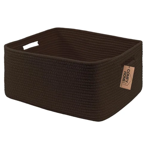 Vista 20 de COMFY-HOMI Cestas de almacenamiento de 11.5 x 7.5 x 4.7 pulgadas para organizar, cesta tejida de cuerda de algodón, caja de almacenamiento de marrón