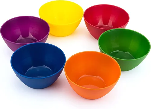 Vista 3 de KX-WARE Juego de 6 cuencos de plástico con tapas, irrompibles y reutilizables, de 6 pulgadas, para cereales, sopas y ensaladas, multicolor, aptos