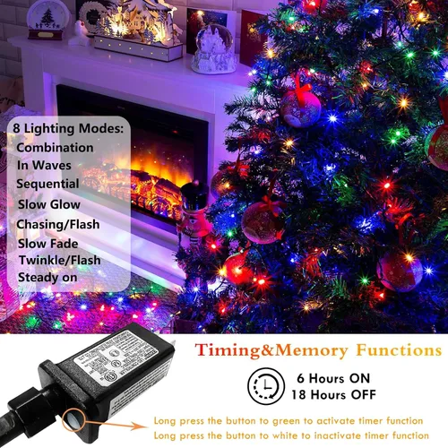 Vista 3 de Easy - Luces para árbol de Navidad de 8.2 pies, 280 LED x 8 líneas para árboles de Navidad de 6 a 7 pies Varios