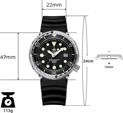 Vista 6 de ADDIESDIVE Diver Watches for Men, 47.5MM Automatic Wristwatch Nh35 Waterproof 300M Luminescent Chromalight Dial, My-H5