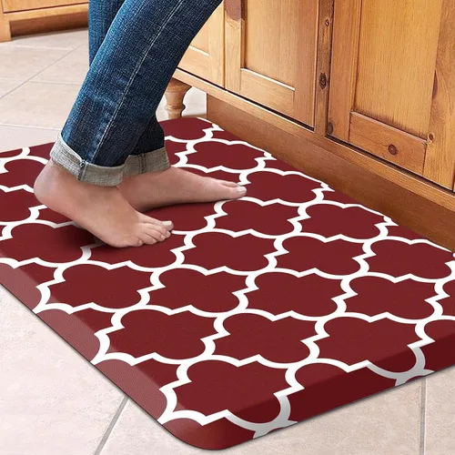 Vista 18 de WISELIFE Tapete de cocina acolchado antifatiga, 17.3 x 28 pulgadas, antideslizante, resistente, de PVC, ergonómico, impermeable, cómodo