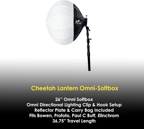 Vista 2 de Caja de luz con soporte de guepardo (Elinchrom) estilo clip y gancho - Compatible con Bowens, Profoto, Alienbees, Glow, Elinchrom, Flashpoint Strobes