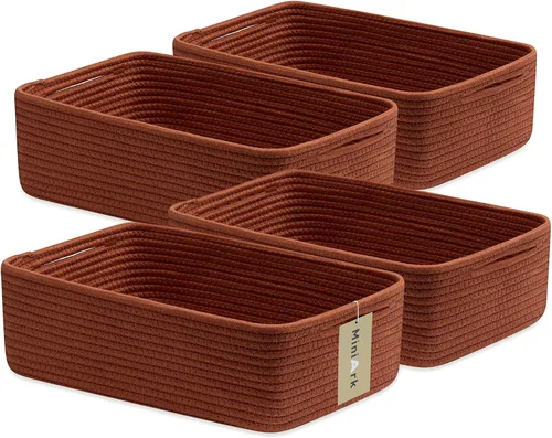 Vista 43 de MiniArk Cestas organizadoras grandes poco profundas de 15 x 11 x 5.1 pulgadas, contenedores de almacenamiento tejidos de cuerda para baño, estantes