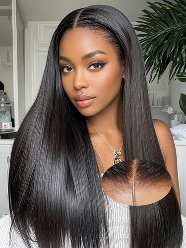 Vista 11 de Lealife Pelucas de cabello humano rizado sin pegamento, prearrancadas, 10X7 precortadas con encaje HD, pelucas rizado crespo para usar y llevar