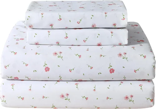 Vista 57 de Softan Juego de sábanas tamaño matrimonial con estampado geométrico de rombos y leopardo, sábanas bajeras de microfibra con bolsillo profundo de 15