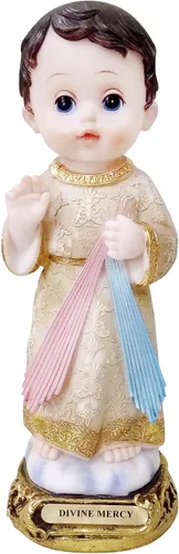 Vista 2 de Estatua de la Misericordia Divina Estilo Niño Cara de Bebé Escultura Divina Misericordia Escultura Santa Figura Decoración Religiosa Decoración