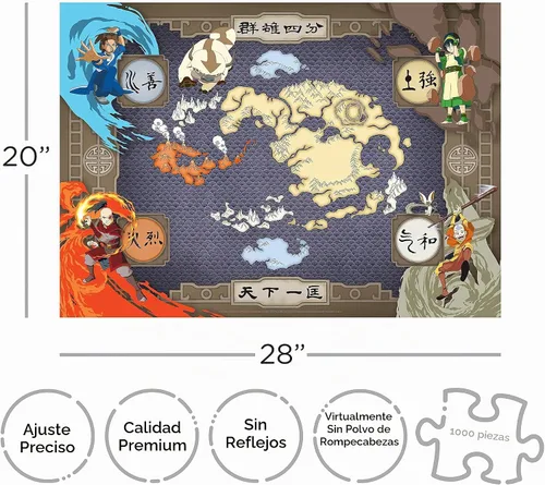 Vista 2 de AQUARIUS Avatar The Last Airbender Four Nations Map - Rompecabezas de 1000 piezas
