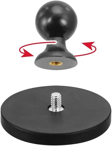 Vista 3 de ARKON Base magnética redonda resistente de 2.559 in de diámetro con bola de 0.984 in (1 pulgada)