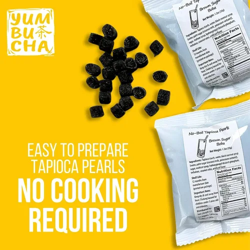 Vista 7 de YUMBUCHA Kit de Boba - DIY Té de Burbujas - 20 Bebidas - Botella de Acero Inoxidable Reutilizable y Pajita, Perlas de Azúcar Moreno de Tapioca