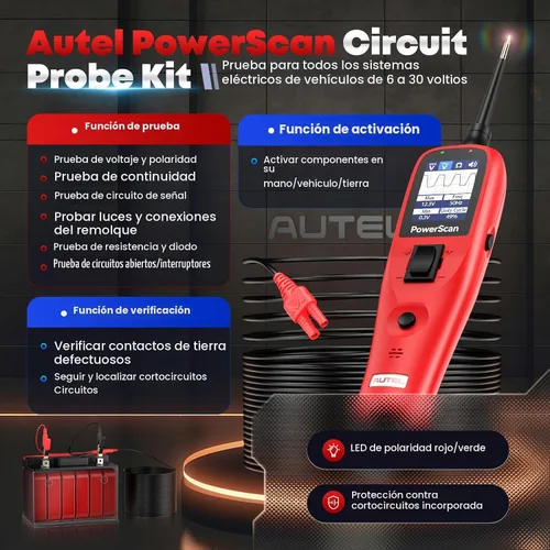 Vista 2 de Autel Probador de circuito automotriz PowerScan, herramienta de sonda