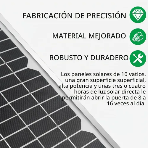 Vista 3 de FM123 Kit de panel solar de 10 vatios apto para abridores de puerta automáticos Mighty Mule, cargador de batería de panel solar portátil de 12 V