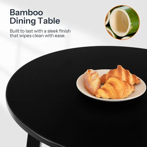 Vista 8 de HOOBRO Mesa de Comedor de Bambú, Mesa de Comedor Redonda para 2, Mesa de Cocina de 27.5" para Espacios Pequeños, Mesa de Escribir, Fácil de Montar