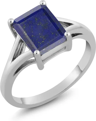 Vista 47 de Gem Stone King Anillo de compromiso solitario con diseño clásico de vástago dividido para mujer, plata de ley 925, piedra natal de piedra preciosa
