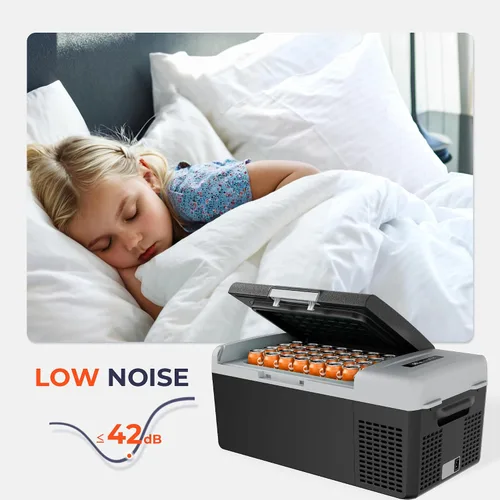 Vista 4 de EKOJUCE Refrigerador portátil de 12 voltios, refrigerador eléctrico de 16 cuartos (15 litros) - 4℉-68℉, 12/24V DC y 100-240V AC Refrigerador