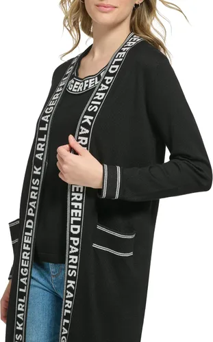 Vista 4 de Karl Lagerfeld Paris Suéter deportivo suave de manga larga con logotipo para mujer