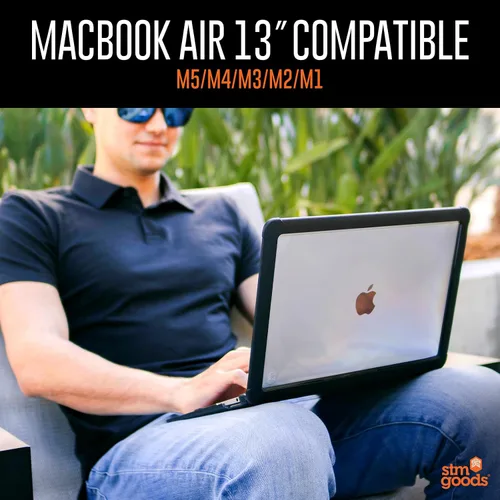 Vista 3 de STM Dux - Funda protectora para MacBook Air (13 pulgadas), M5, M4, M3, M2, PC transparente, parachoques de TPU elevados resistentes con patas