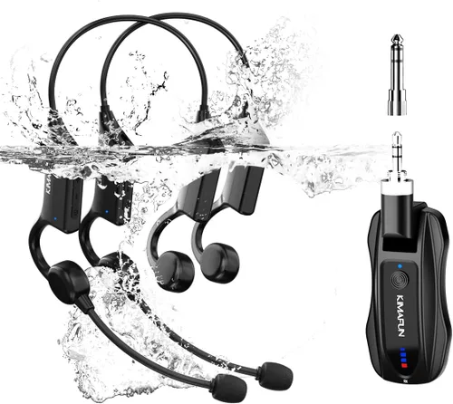 Vista 7 de KIMAFUN GWP91 - Micrófono inalámbrico de 2.4 G, impermeable IP67, a prueba de sudor, para aeróbic acuático, entrenador de natación, instructor