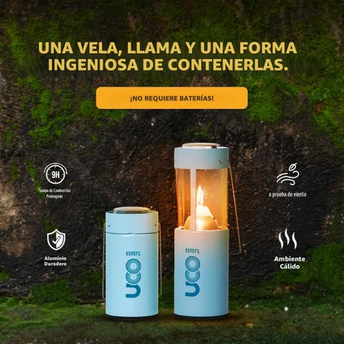 Vista 5 de Kit de linterna de vela original UCO – Linterna de camping de aluminio con 2 velas de emergencia, reflector de luz y estuche tipo capullo – Linterna