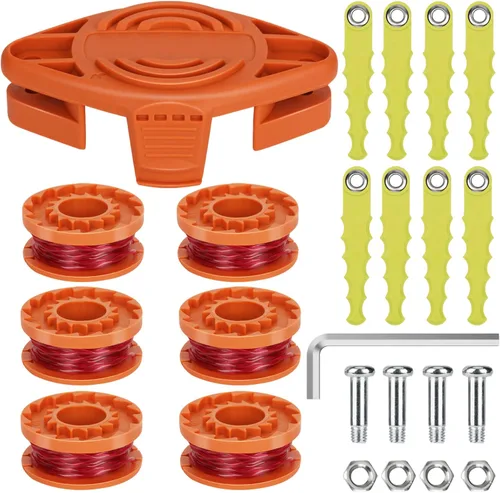 Vista 9 de WA0010 Cabezal de repuesto de policarbonato compatible con recortadoras de cuerda WORX WA0004 WG154 WG163 WG160 WG180 WG175 WG155 WG151, con 14