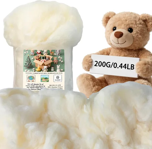 Vista 10 de Relleno de algodón para manualidades, relleno de algodón de 35.27 oz/2.2 libras para osos de peluche y animales de peluche, relleno de animales