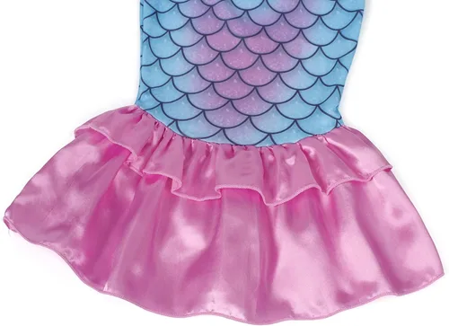 Vista 6 de HenzWorld Mermaid Princess Costume Dress up Outfit Birthday Party Spaghetti Strap Fish Skirt Accessories Jewelry Pink
