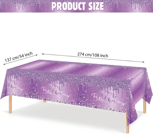 Vista 2 de Pajean Mantel de plástico con lentejuelas de diamantes con brillantina para fiesta de niña y niña, mantel de plástico con lentejuelas para niñas