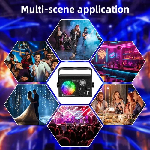 Vista 8 de Luces cuadradas para fiesta, 4 modos de luz de discoteca activada por sonido con control remoto y estroboscópico, luces de escenario de baile