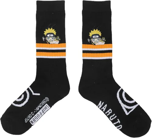 Vista 2 de Bioworld Naruto Shippuden Naruto Eating Ramen - Calcetines deportivos para hombre, Negro