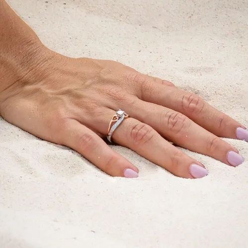 Vista 4 de Diamond Classic Jewelry Diamond Promise Ring 10K Rose Gold & Silver