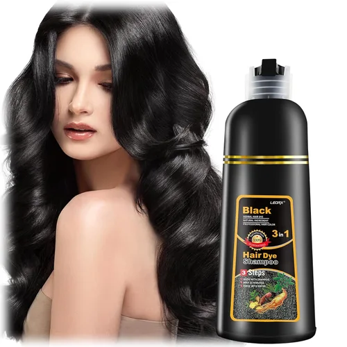 Vista 23 de leorx - Paquete de 2 champús de tinte para el cabello negro, 3 en 1, tinte de champú para cobertura de canas, coloración herbaria instantánea