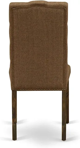 Vista 14 de East West Furniture I2EL5-718 - Juego de mesa de comedor de 5 piezas, incluye una mesa de comedor redonda con pedestal y 4 sillas tapizadas de tela