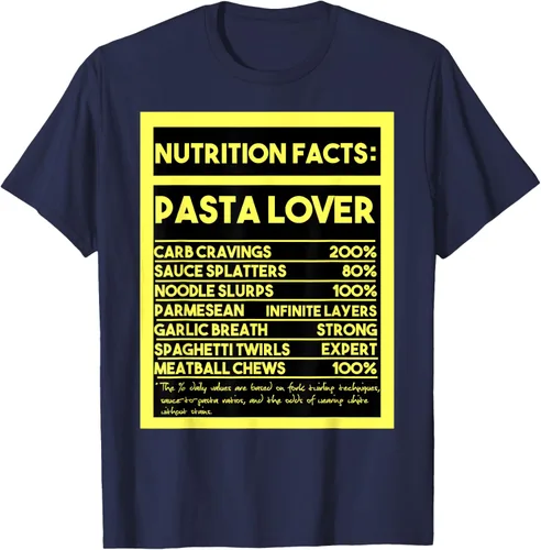 Vista 70 de Pasta Lover Nutrition Facts: The Ultimate Carb Connoisseur's T-Shirt Negro