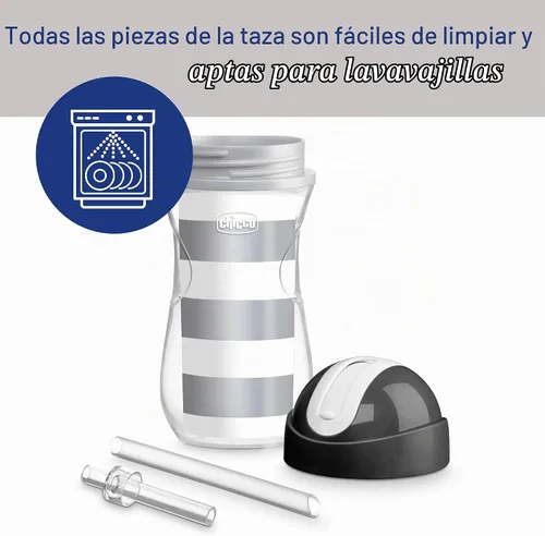 Vista 4 de Chicco Vaso con Pajita Abatible de 9 onzas Vaso Entrenador Aislado para Niños Pequeños con Pajita de Silicona Suave Sin Derrames Fácil