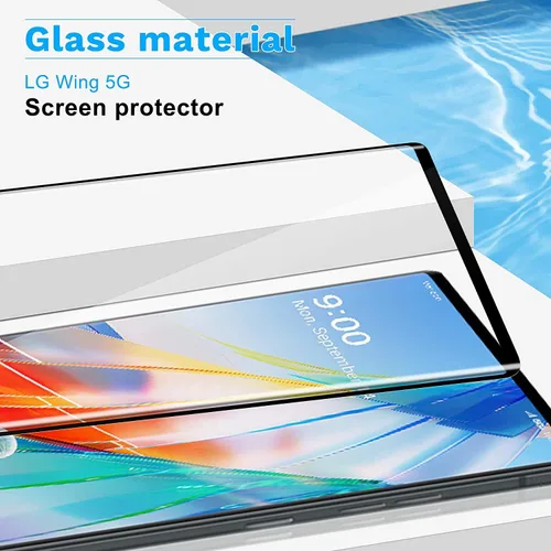 Vista 3 de Protector de pantalla curvo para LG Wing 5G 3D, [2 unidades] Cobertura completa HD transparente antiarañazos antihuellas, protector de pantalla