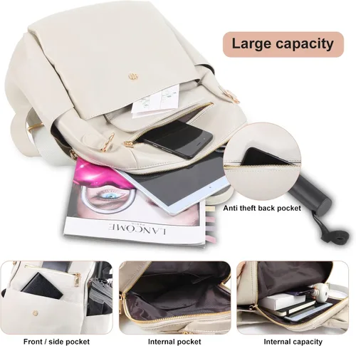 Vista 5 de Mochila de moda para mujer, impermeable, bolsa de viaje, bolsa de hombro convertible para mujer