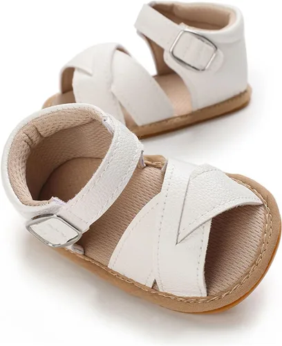 Vista 5 de SOFMUO Sandalias brillantes con lazo para bebés, niñas y niños, suela de goma antideslizante y suave de primera calidad, zapatos de verano