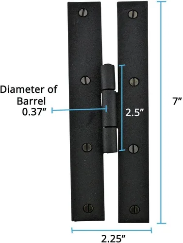 Vista 2 de Renovators Supply Manufacturing H - Bisagras de gabinete de cocina de hierro forjado negro de 7 pulgadas con tornillos