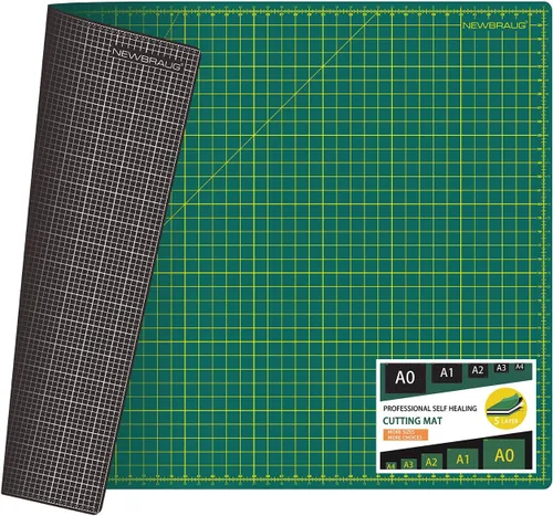 Vista 10 de NEWBRAUG - Tapete grande de corte autocurable de 23 x 47 pulgadas, doble cara, 5 capas, tabla de cortar grande para corte rotativo, acolchado Negro