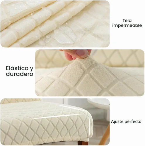 Vista 5 de Genina Juego de 4 fundas impermeables para sillas de comedor Parsons