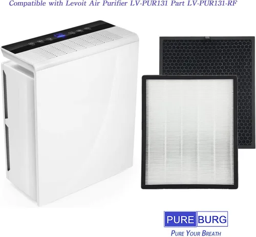 Vista 2 de PUREBURG Juego de filtros de repuesto compatibles con purificadores de aire Levoit LV-PUR131 LV-PUR131S LV-PUR131-RF, H13 True HEPA y filtro