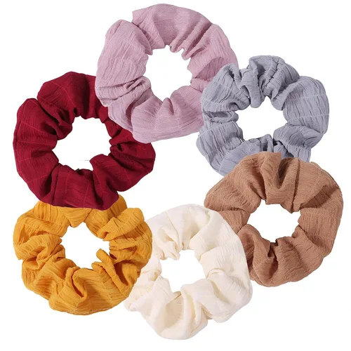 Vista 11 de Juego de bandas elásticas a cuadros azules - 5 bandas para el cabello tipo bandana para mujer