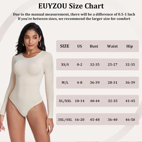 Vista 5 de EUYZOU Body de compresión sin costuras para mujer, con control de abdomen, manga larga, moldeador de cuerpo